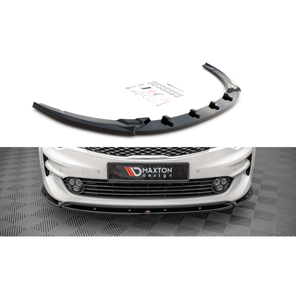 Maxton Design spoiler pod přední nárazník pro Kia Optima MK4, černý lesklý plast ABS