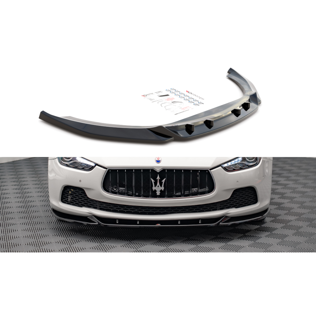 Maxton Design spoiler pod přední nárazník pro Maserati Ghibli Mk3, černý lesklý plast ABS