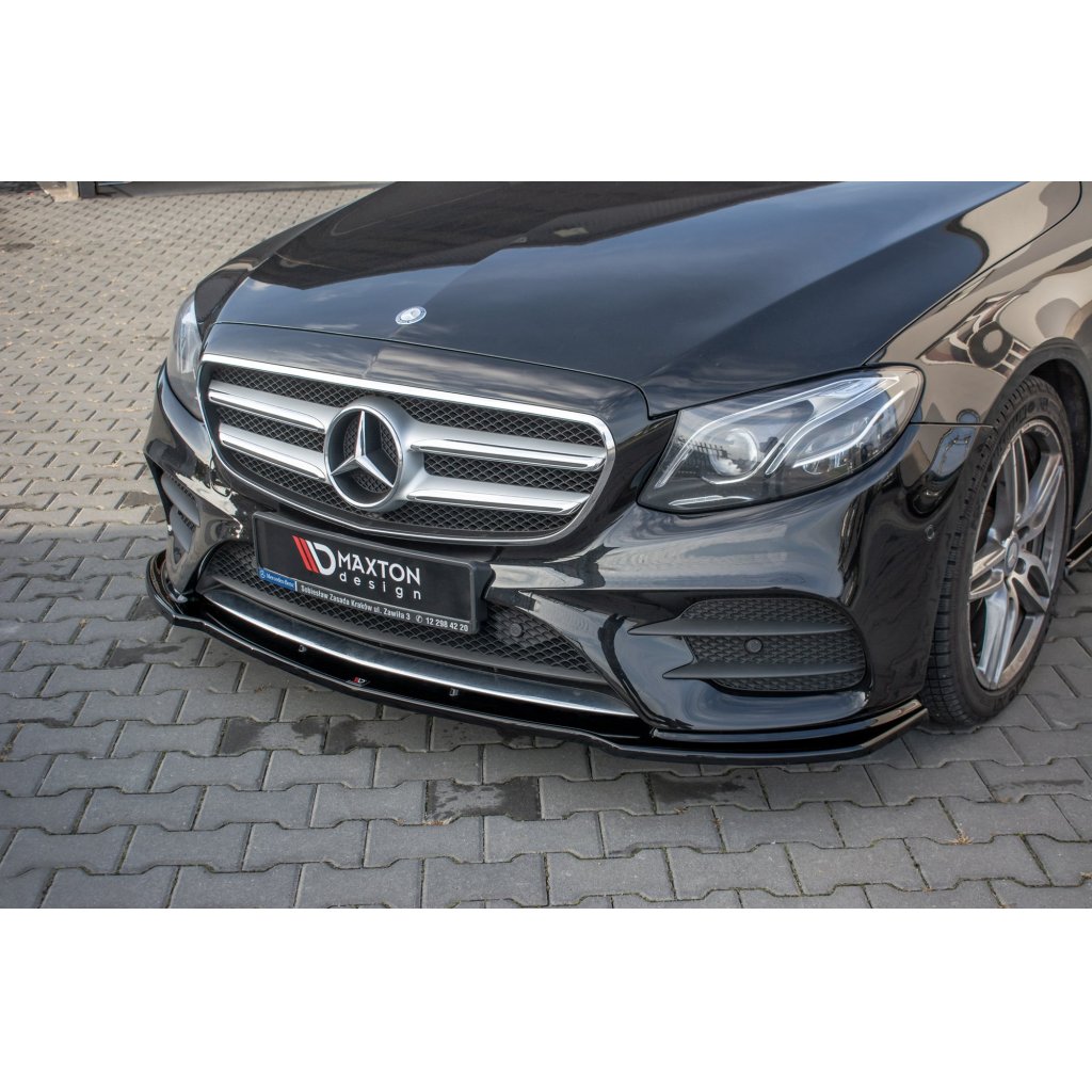 Maxton Design spoiler pod přední nárazník pro Mercedes třída E W213/Sedan/AMG-Line, černý lesklý plast ABS