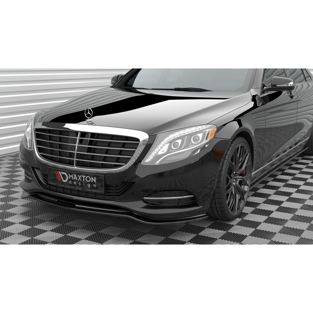 Maxton Design spoiler pod přední nárazník pro Mercedes třída S W222 Standard, černý lesklý plast ABS
