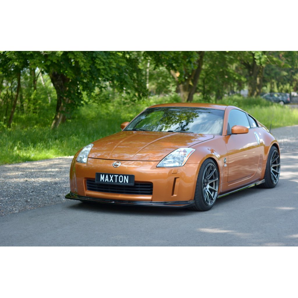 Maxton Design spoiler pod přední nárazník pro Nissan 350Z, černý lesklý plast ABS