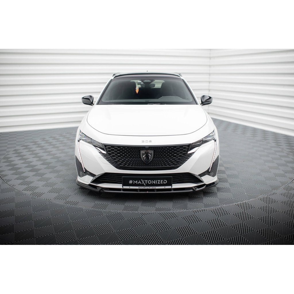 Maxton Design spoiler pod přední nárazník pro Peugeot 308 GT Mk3, černý lesklý plast ABS, SW/Hatchback