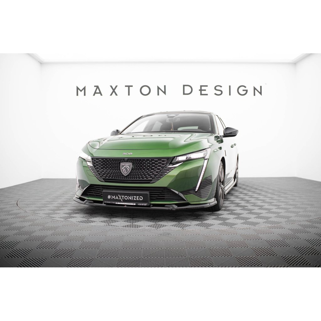 Maxton Design spoiler pod přední nárazník pro Peugeot 308 GT Mk3, černý lesklý plast ABS, SW/Hatchback