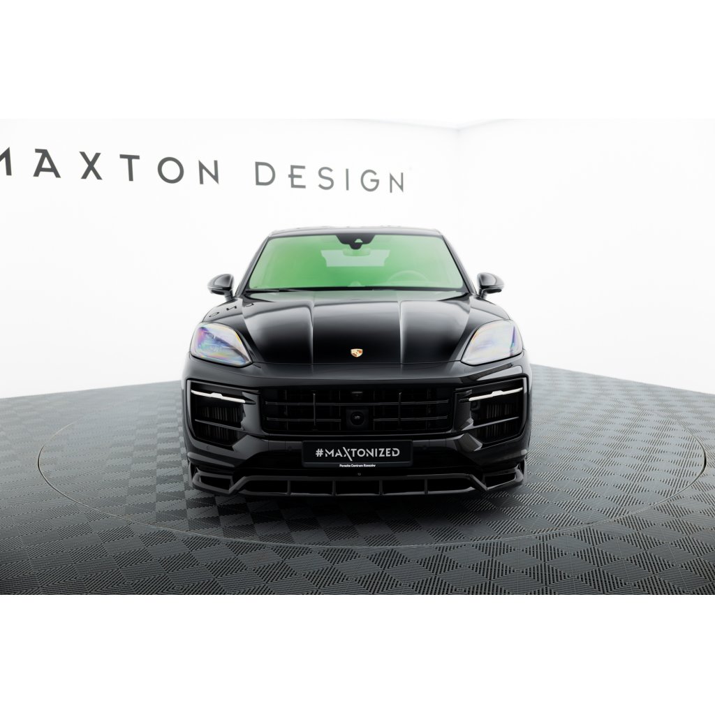 Maxton Design spoiler pod přední nárazník pro Porsche Cayenne Mk3 Facelift, černý lesklý plast ABS, Turbo E-Hybrid, Sport Design SUV / Coupe - S/ E-Hybrid/ S E-Hybrid