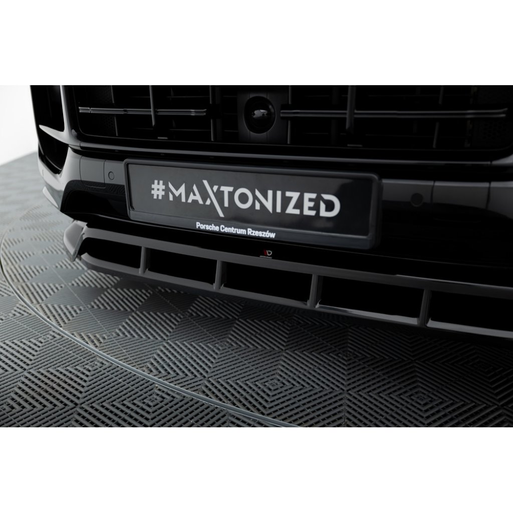 Maxton Design spoiler pod přední nárazník pro Porsche Cayenne Mk3 Facelift, černý lesklý plast ABS, Turbo E-Hybrid, Sport Design SUV / Coupe - S/ E-Hybrid/ S E-Hybrid
