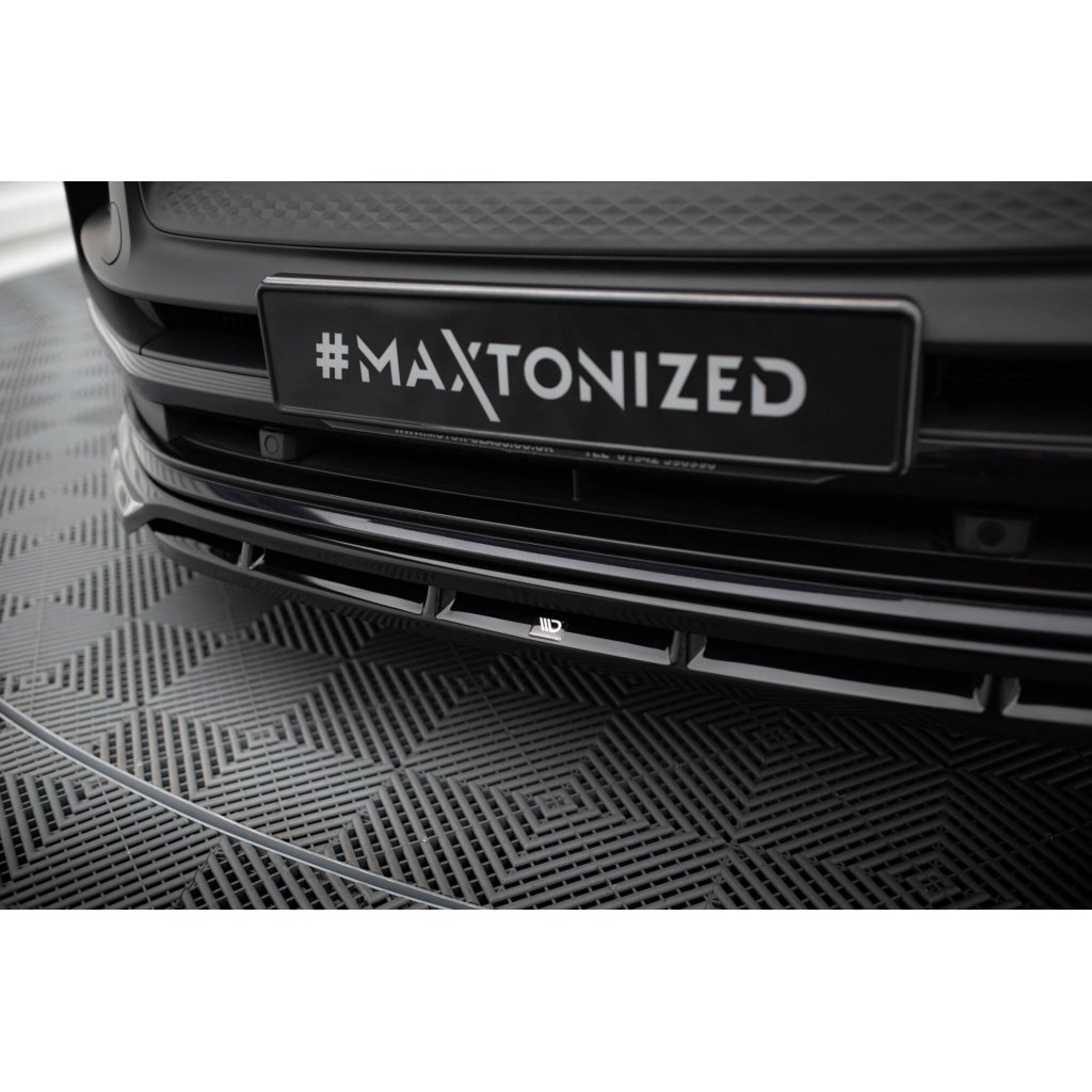 Maxton Design spoiler pod přední nárazník pro Porsche Macan GTS Mk1 Facelift 2, černý lesklý plast ABS