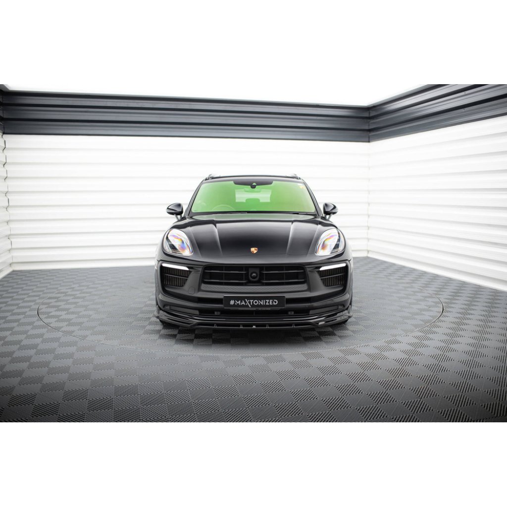 Maxton Design spoiler pod přední nárazník pro Porsche Macan GTS Mk1 Facelift 2, černý lesklý plast ABS
