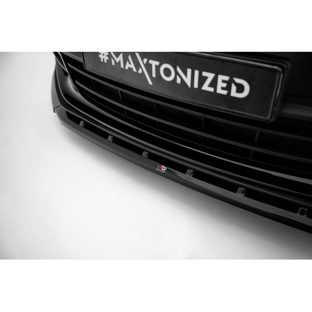 Maxton Design spoiler pod přední nárazník pro Porsche Panamera 4S 971, 971 E-Hybrid, černý lesklý plast ABS
