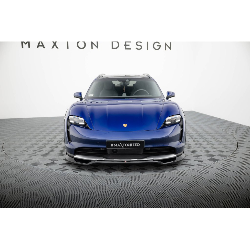 Maxton Design spoiler pod přední nárazník pro Porsche Taycan 4S, černý lesklý plast ABS, Cross Turismo