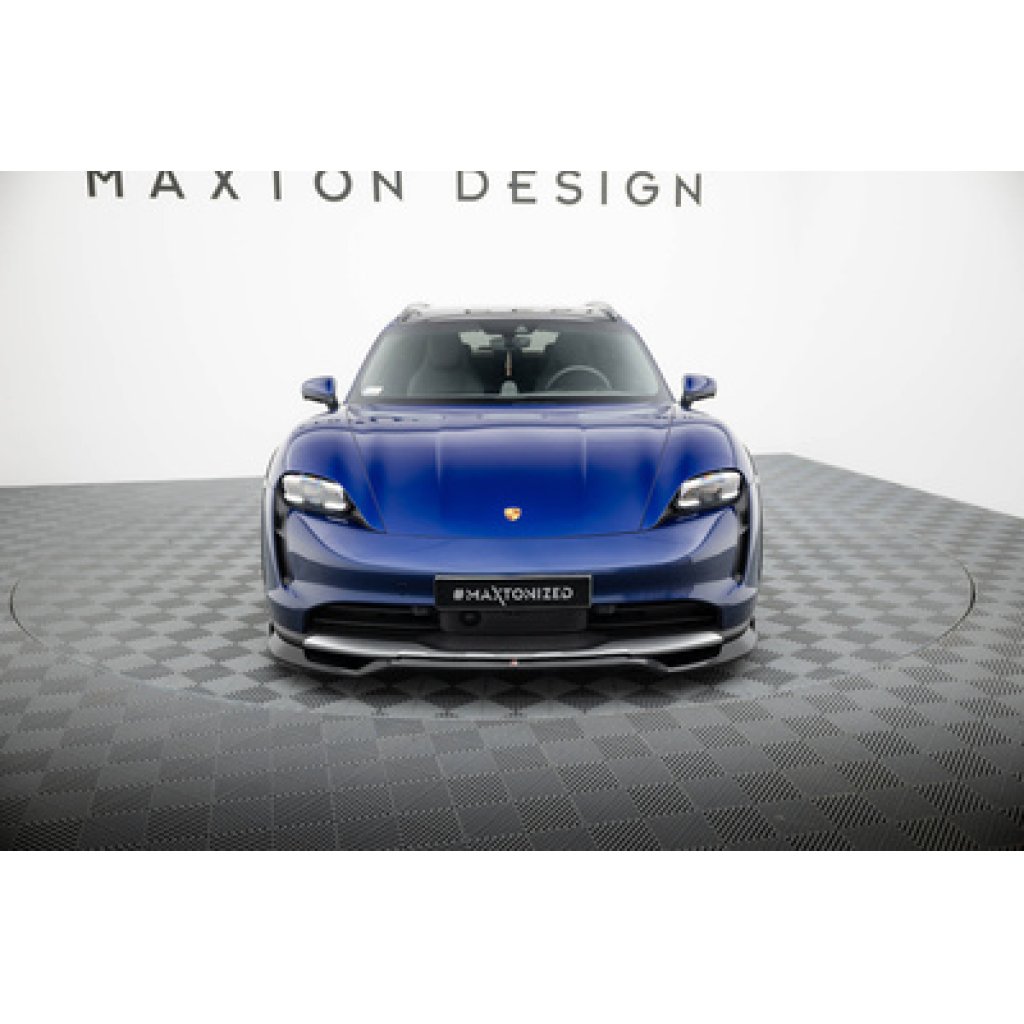 Maxton Design spoiler pod přední nárazník pro Porsche Taycan 4S, černý lesklý plast ABS, Cross Turismo