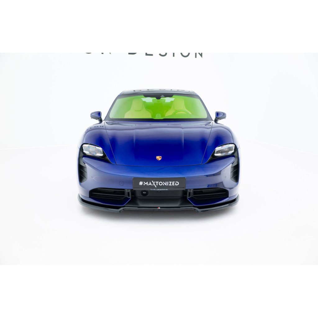 Maxton Design spoiler pod přední nárazník pro Porsche Taycan Turbo S Mk1, černý lesklý plast ABS