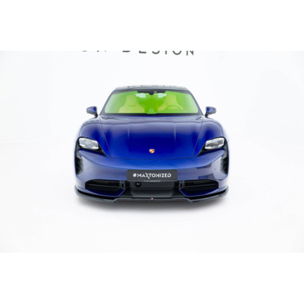 Maxton Design spoiler pod přední nárazník pro Porsche Taycan Turbo S Mk1, černý lesklý plast ABS