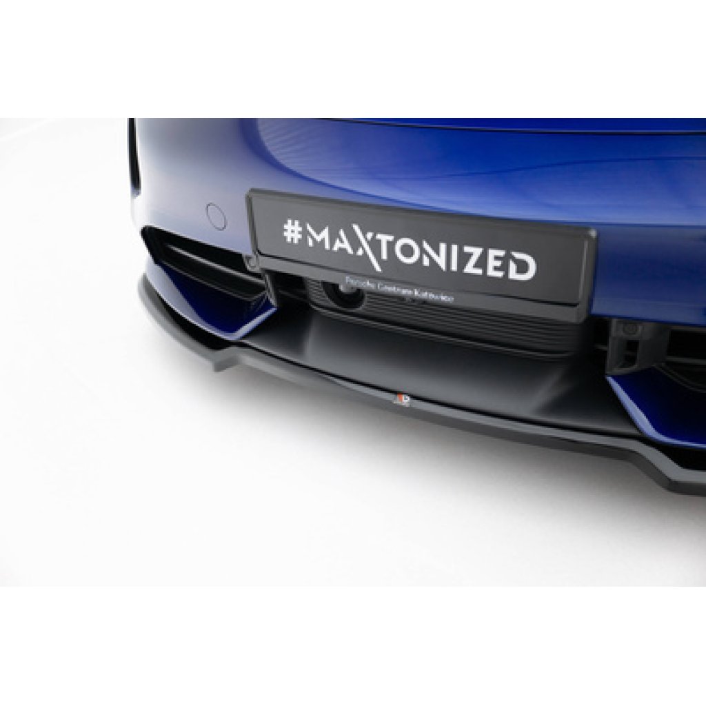 Maxton Design spoiler pod přední nárazník pro Porsche Taycan Turbo S Mk1, černý lesklý plast ABS