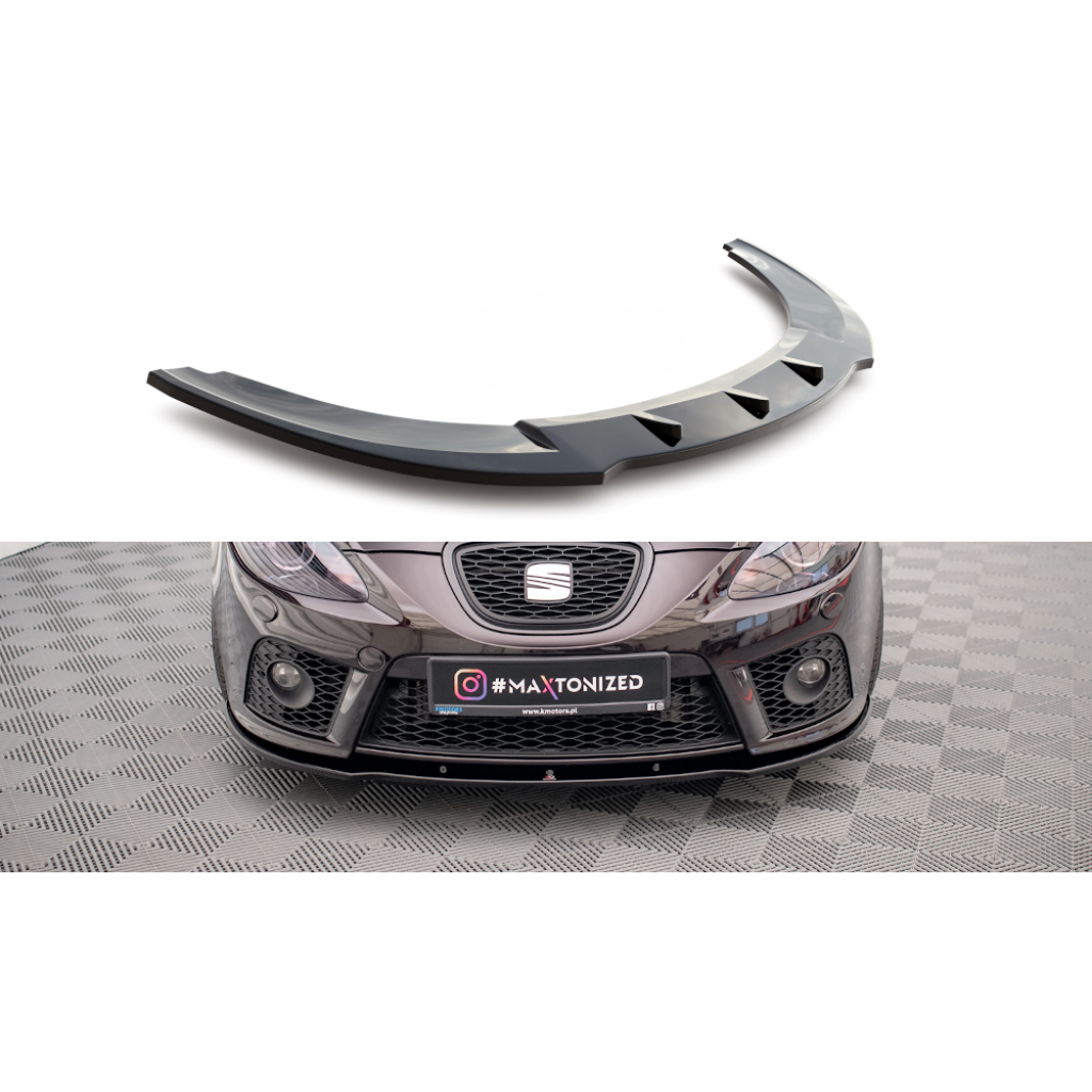Maxton Design spoiler pod přední nárazník pro Seat Leon Cupra Mk2, černý lesklý plast ABS