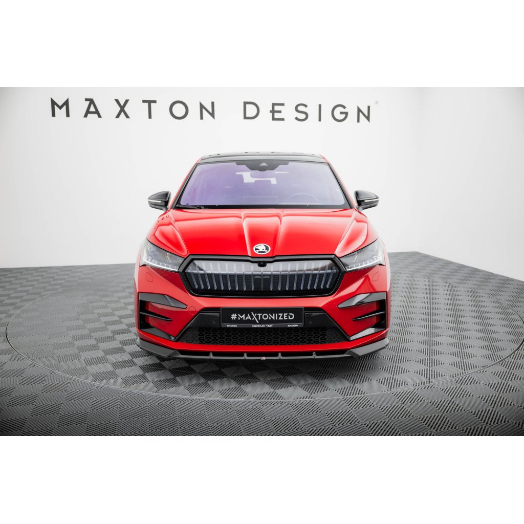 Maxton Design spoiler pod přední nárazník pro Škoda Enyaq iV RS Mk1, černý lesklý plast ABS