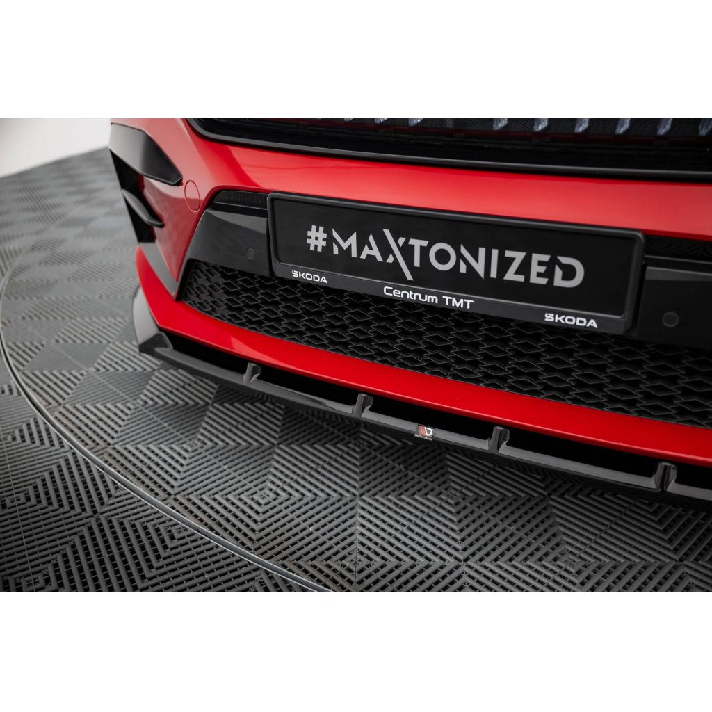 Maxton Design spoiler pod přední nárazník pro Škoda Enyaq iV RS Mk1, černý lesklý plast ABS