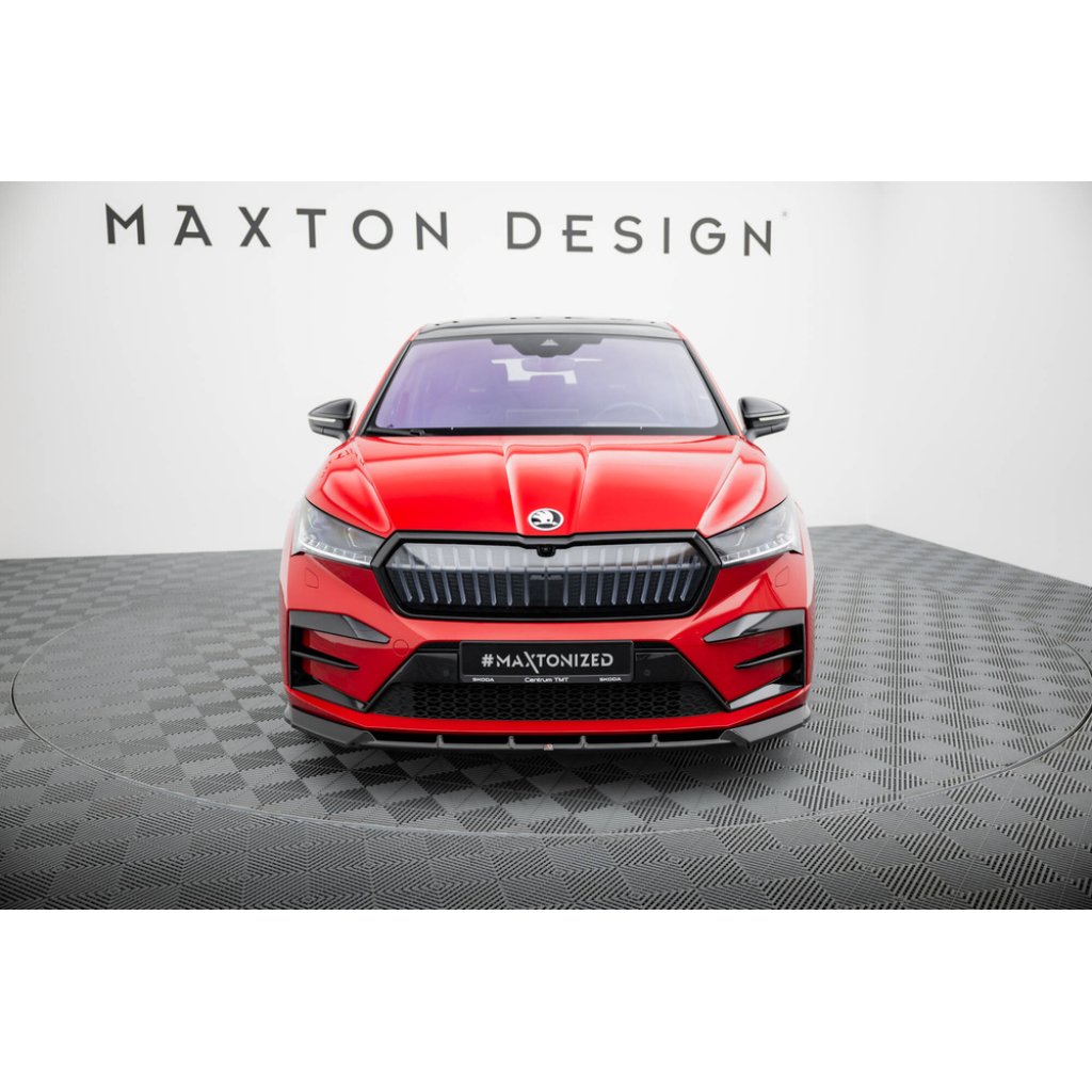 Maxton Design spoiler pod přední nárazník pro Škoda Enyaq iV RS Mk1, černý lesklý plast ABS