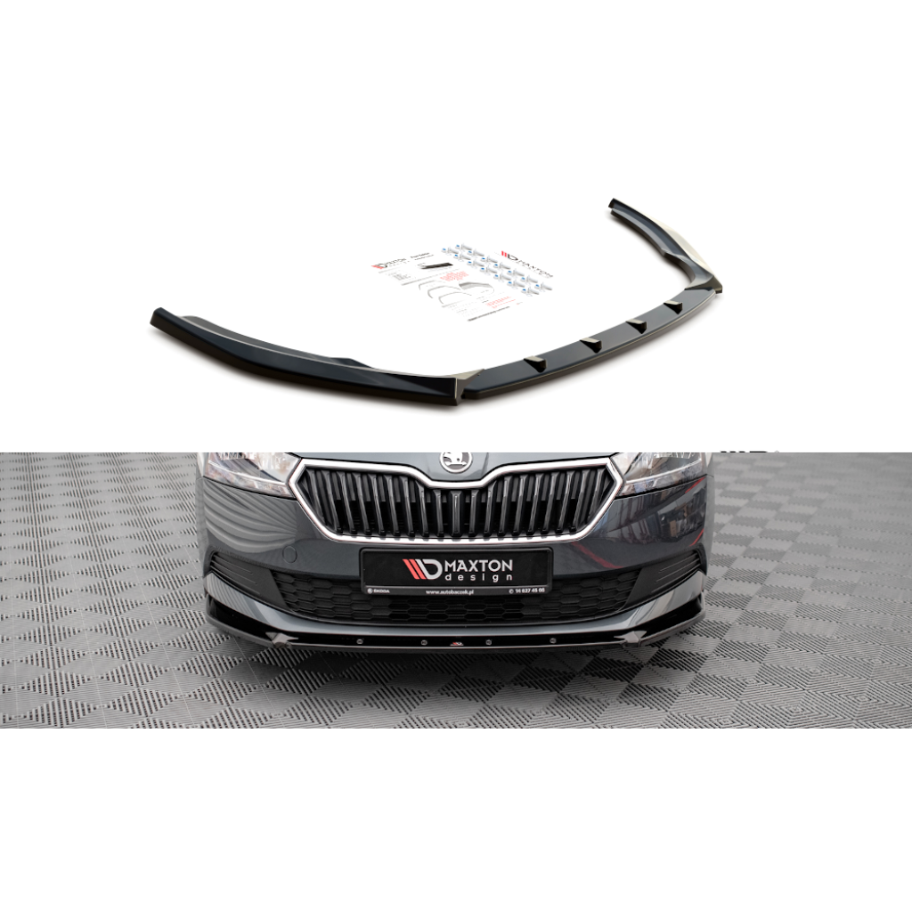Maxton Design spoiler pod přední nárazník pro Škoda Fabia MK3 Facelift, černý lesklý plast ABS