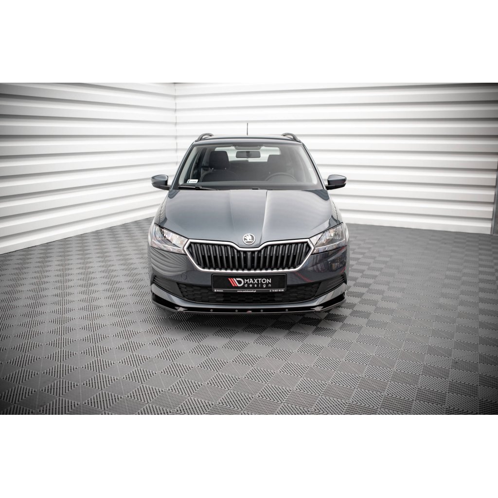 Maxton Design spoiler pod přední nárazník pro Škoda Fabia MK3 Facelift, černý lesklý plast ABS