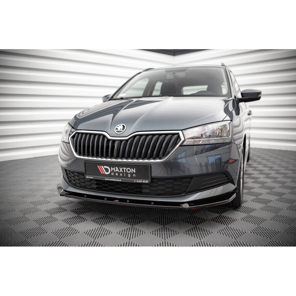 Maxton Design spoiler pod přední nárazník pro Škoda Fabia MK3 Facelift, černý lesklý plast ABS