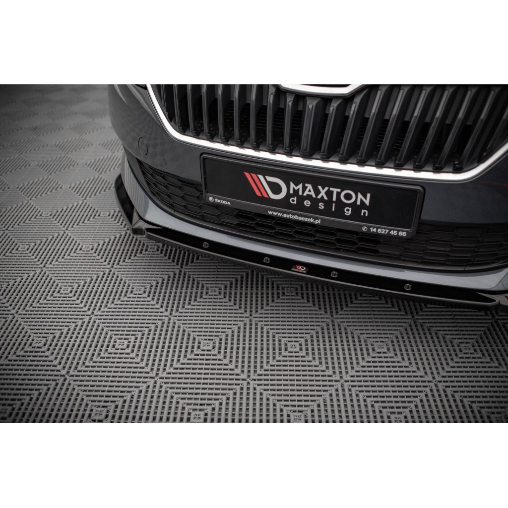 Maxton Design spoiler pod přední nárazník pro Škoda Fabia MK3 Facelift, černý lesklý plast ABS