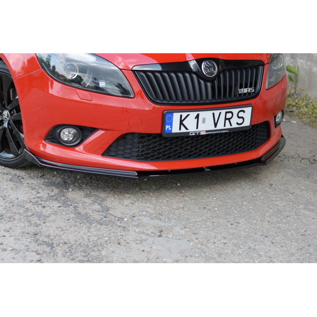 Maxton Design spoiler pod přední nárazník pro Škoda Fabia RS Mk2, černý lesklý plast ABS