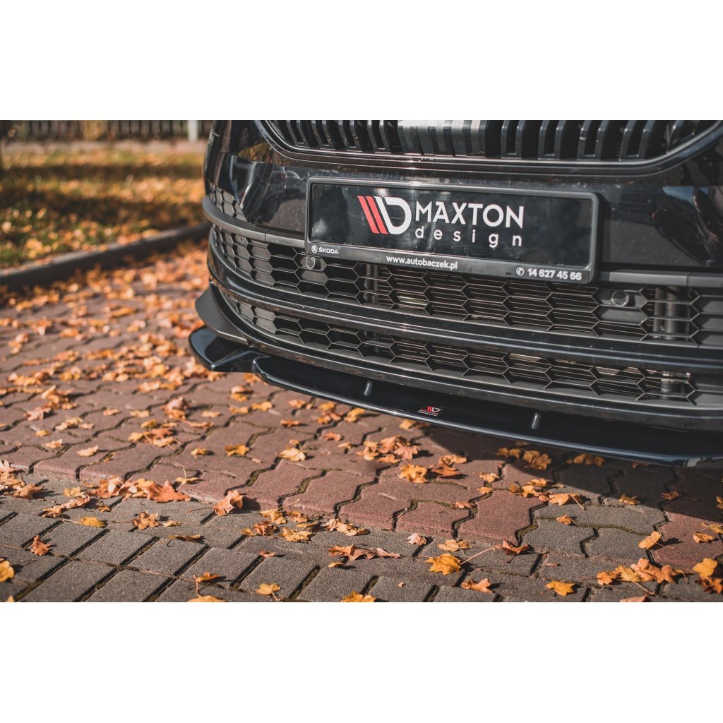 Maxton Design spoiler pod přední nárazník pro Škoda Karoq Sportline 2017-, černý lesklý plast ABS