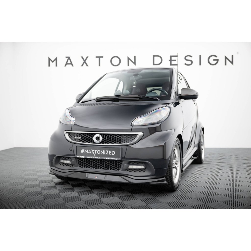 Maxton Design spoiler pod přední nárazník pro Smart Fortwo C451 Facelift, černý lesklý plast ABS, Brabus