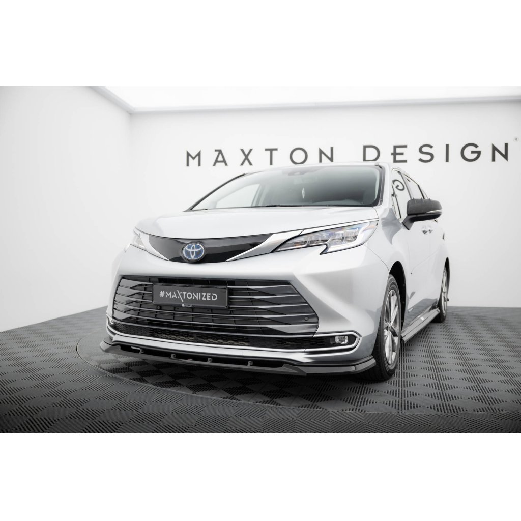 Maxton Design spoiler pod přední nárazník pro Toyota Sienna Mk4, černý lesklý plast ABS