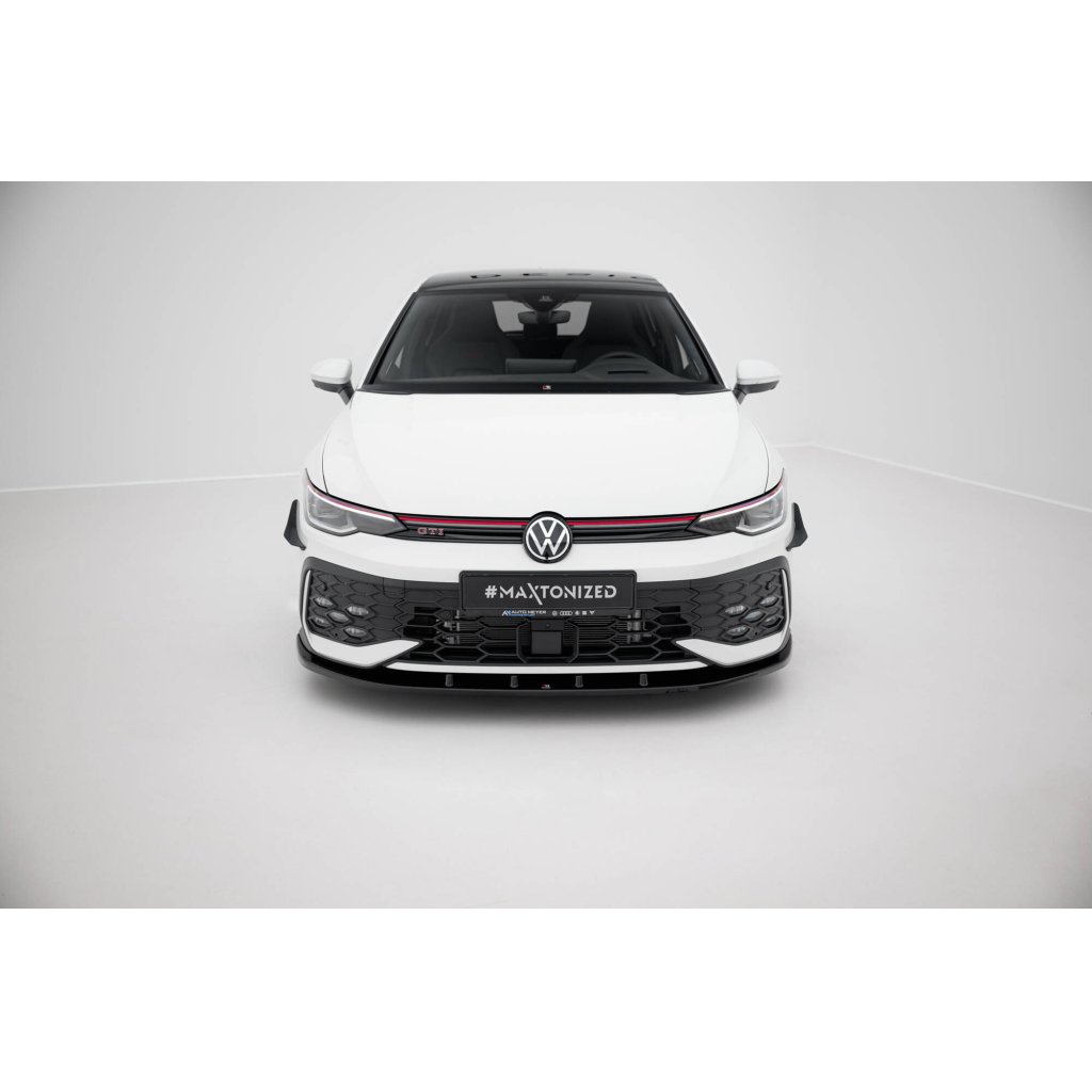 Maxton Design spoiler pod přední nárazník pro Volkswagen Golf GTE Mk8 Facelift, černý lesklý plast ABS