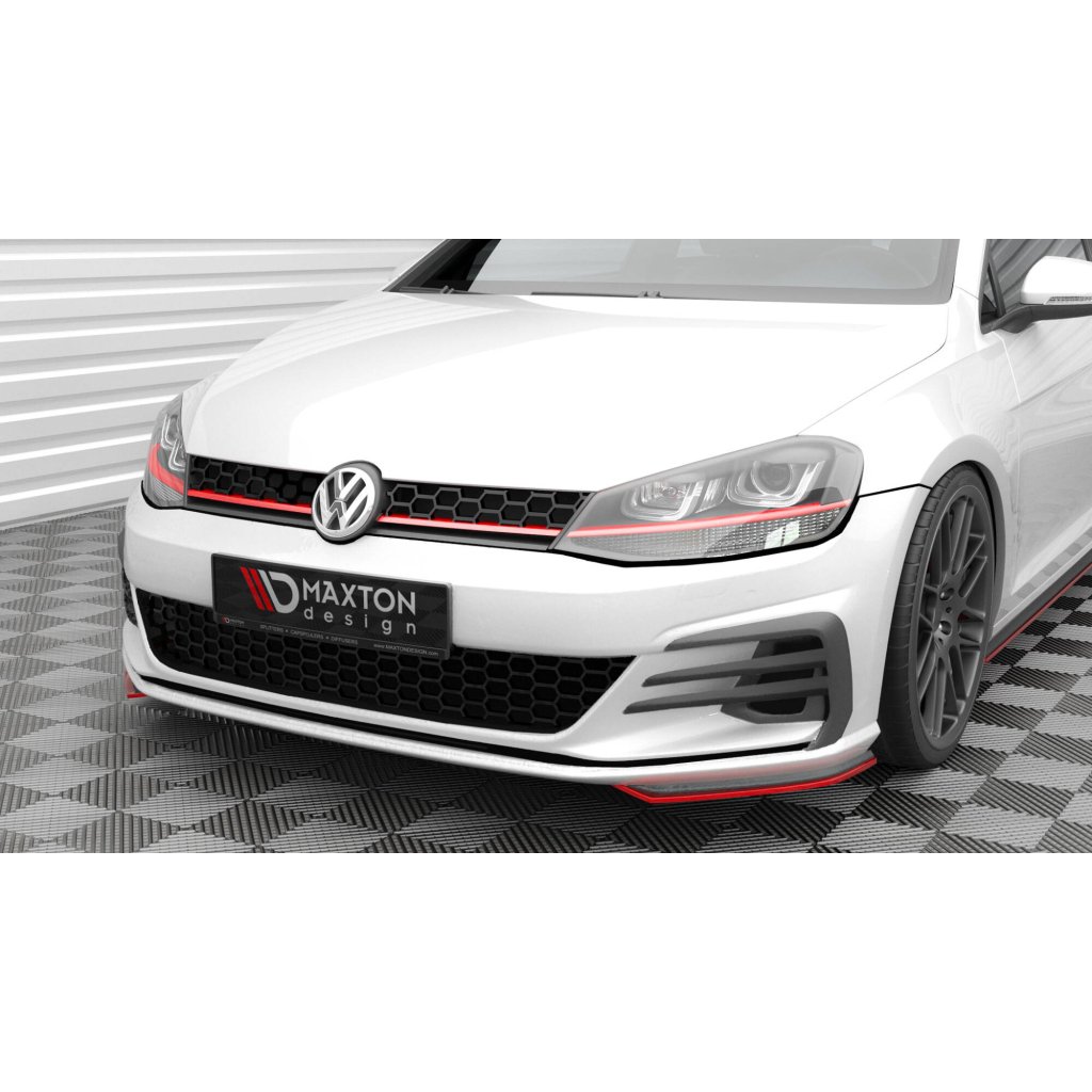 Maxton Design spoiler pod přední nárazník pro Volkswagen Golf GTI Mk7 Facelift, černý lesklý plast ABS
