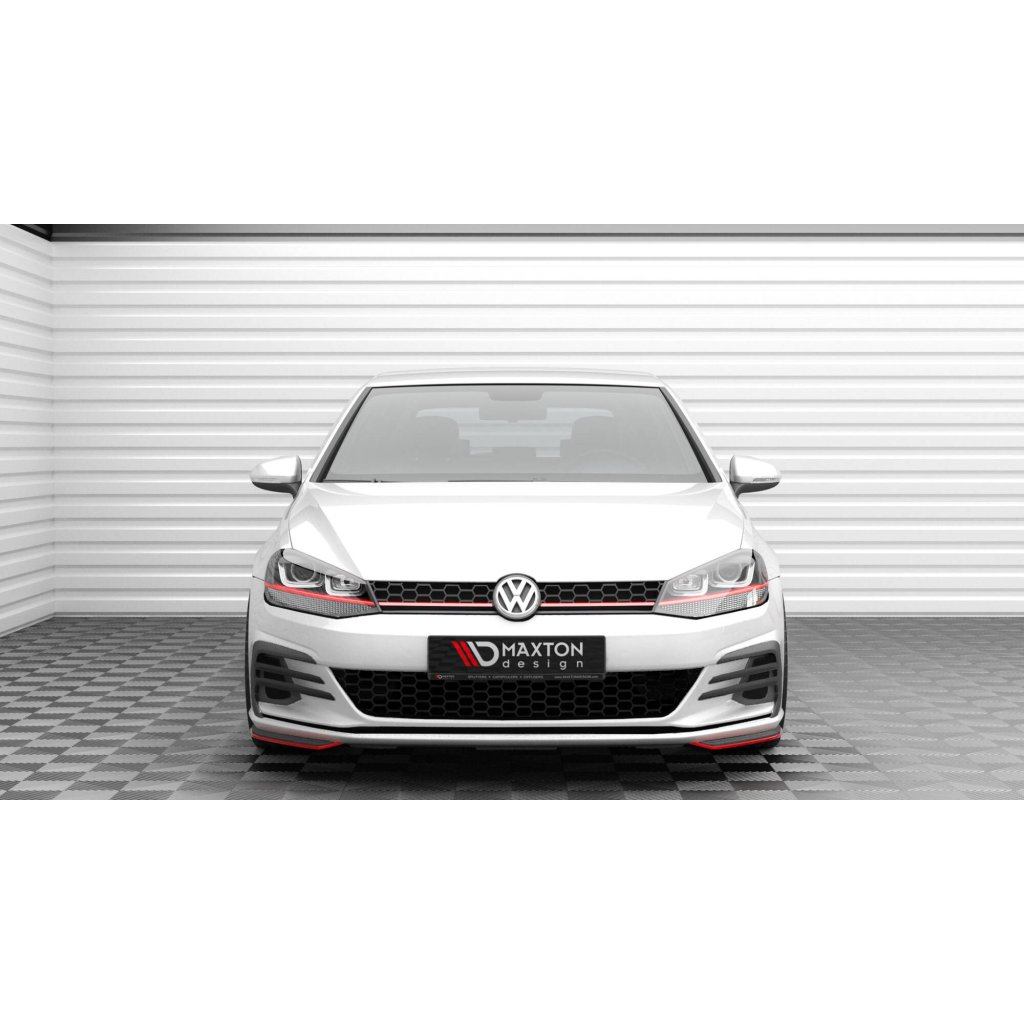 Maxton Design spoiler pod přední nárazník pro Volkswagen Golf GTI Mk7 Facelift, červený lesklý plast ABS