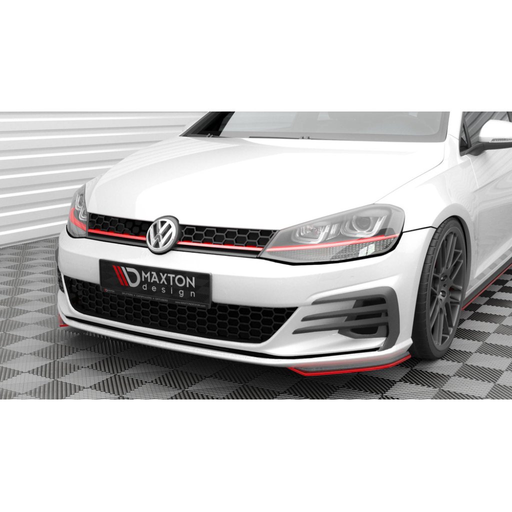 Maxton Design spoiler pod přední nárazník pro Volkswagen Golf GTI Mk7 Facelift, červený lesklý plast ABS