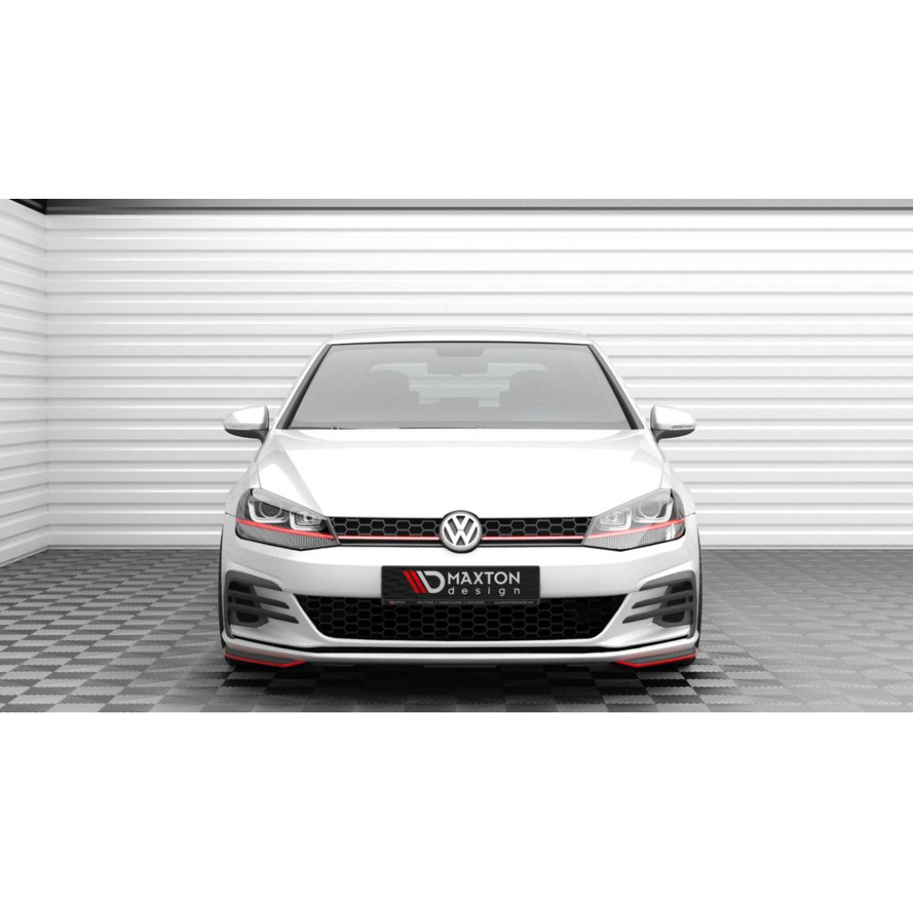 Maxton Design spoiler pod přední nárazník pro Volkswagen Golf GTI Mk7 Facelift, červený lesklý plast ABS