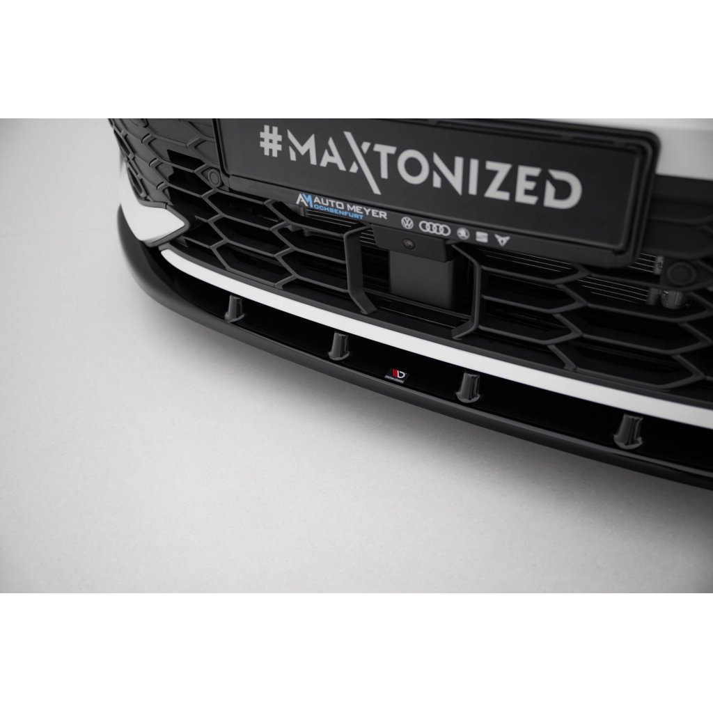 Maxton Design spoiler pod přední nárazník pro Volkswagen Golf GTI Mk8 Facelift, černý lesklý plast ABS