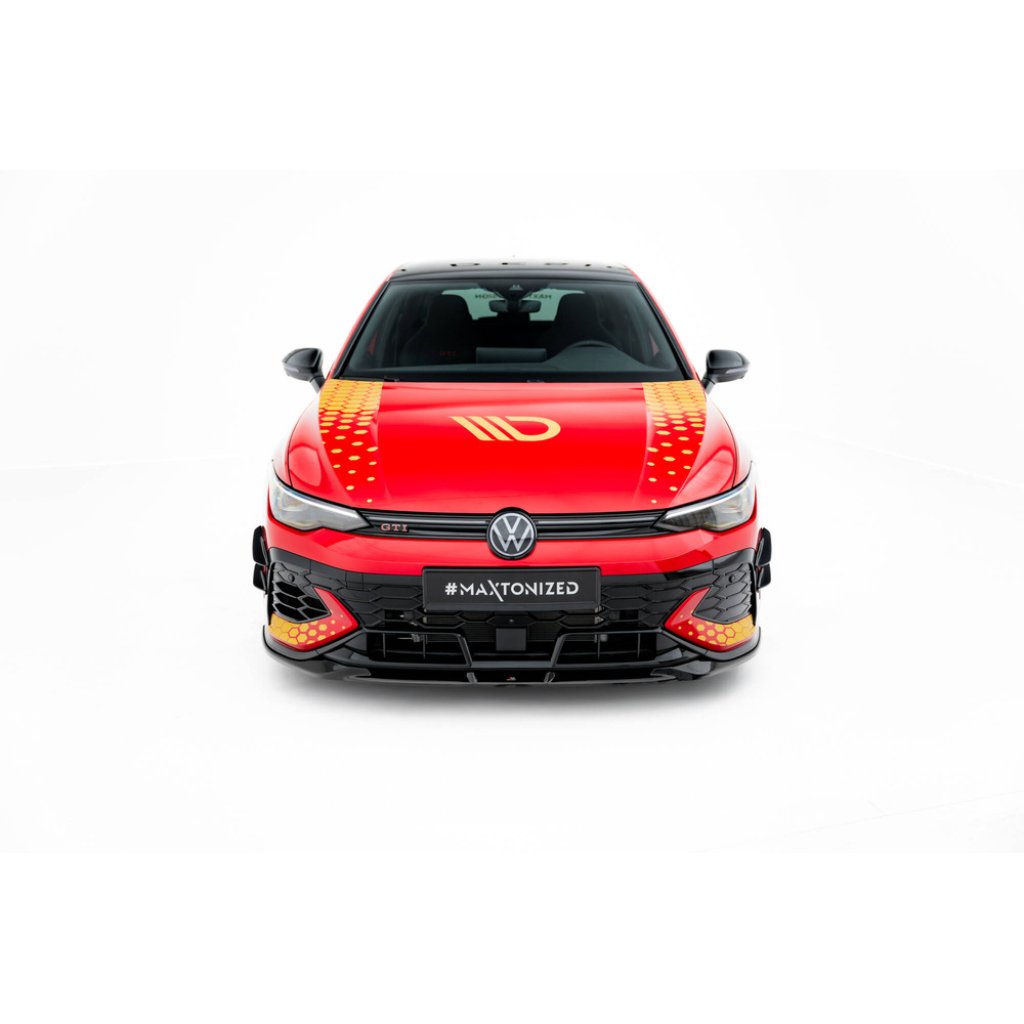 Maxton Design spoiler pod přední nárazník pro Volkswagen Golf GTI Mk8 Facelift, černý lesklý plast ABS, Clubsport