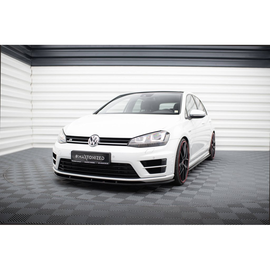 Maxton Design spoiler pod přední nárazník pro Volkswagen Golf R-Line Mk7, černý lesklý plast ABS