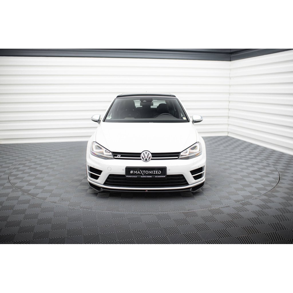 Maxton Design spoiler pod přední nárazník pro Volkswagen Golf R Mk7, černý lesklý plast ABS, ver. 2