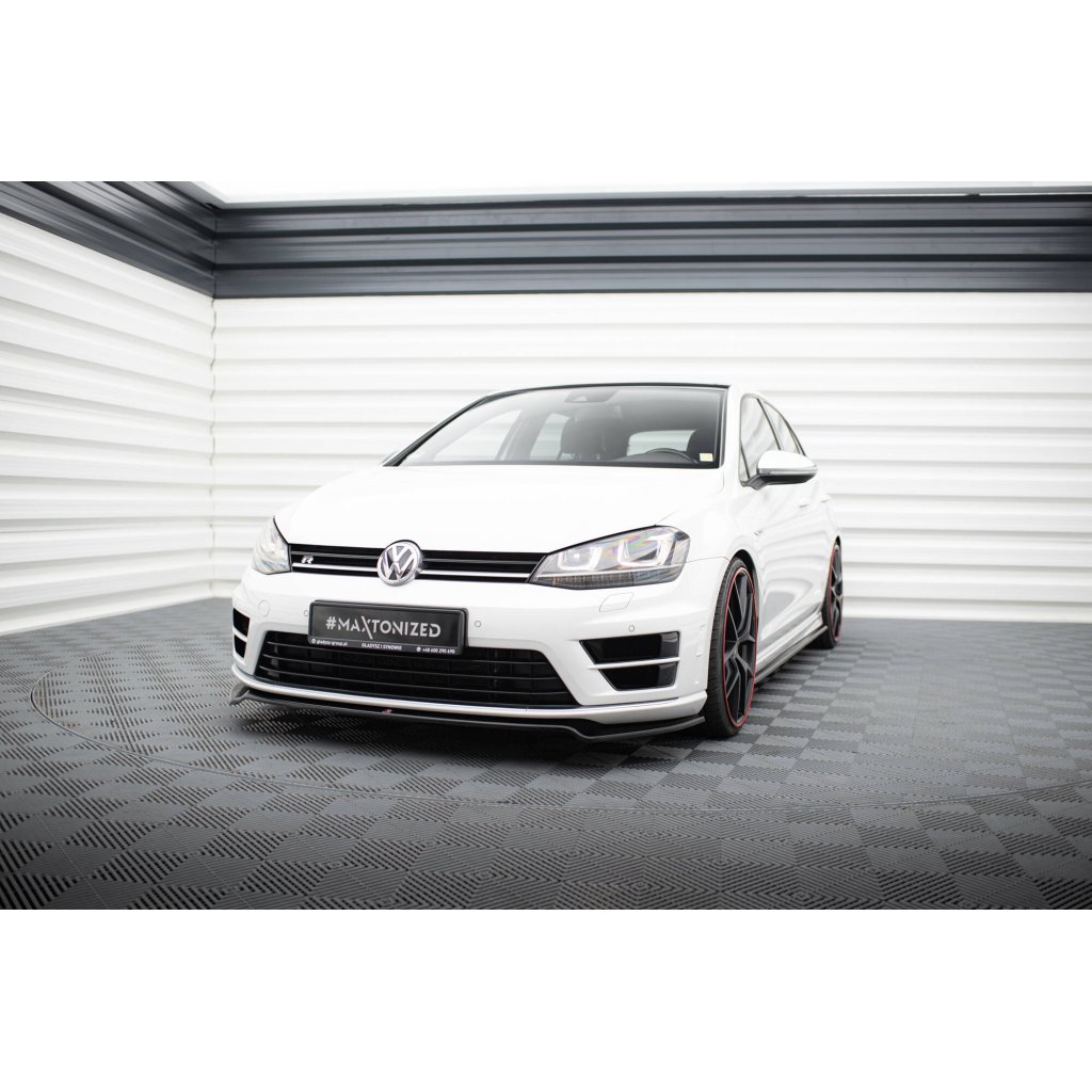 Maxton Design spoiler pod přední nárazník pro Volkswagen Golf R Mk7, černý lesklý plast ABS, ver. 2