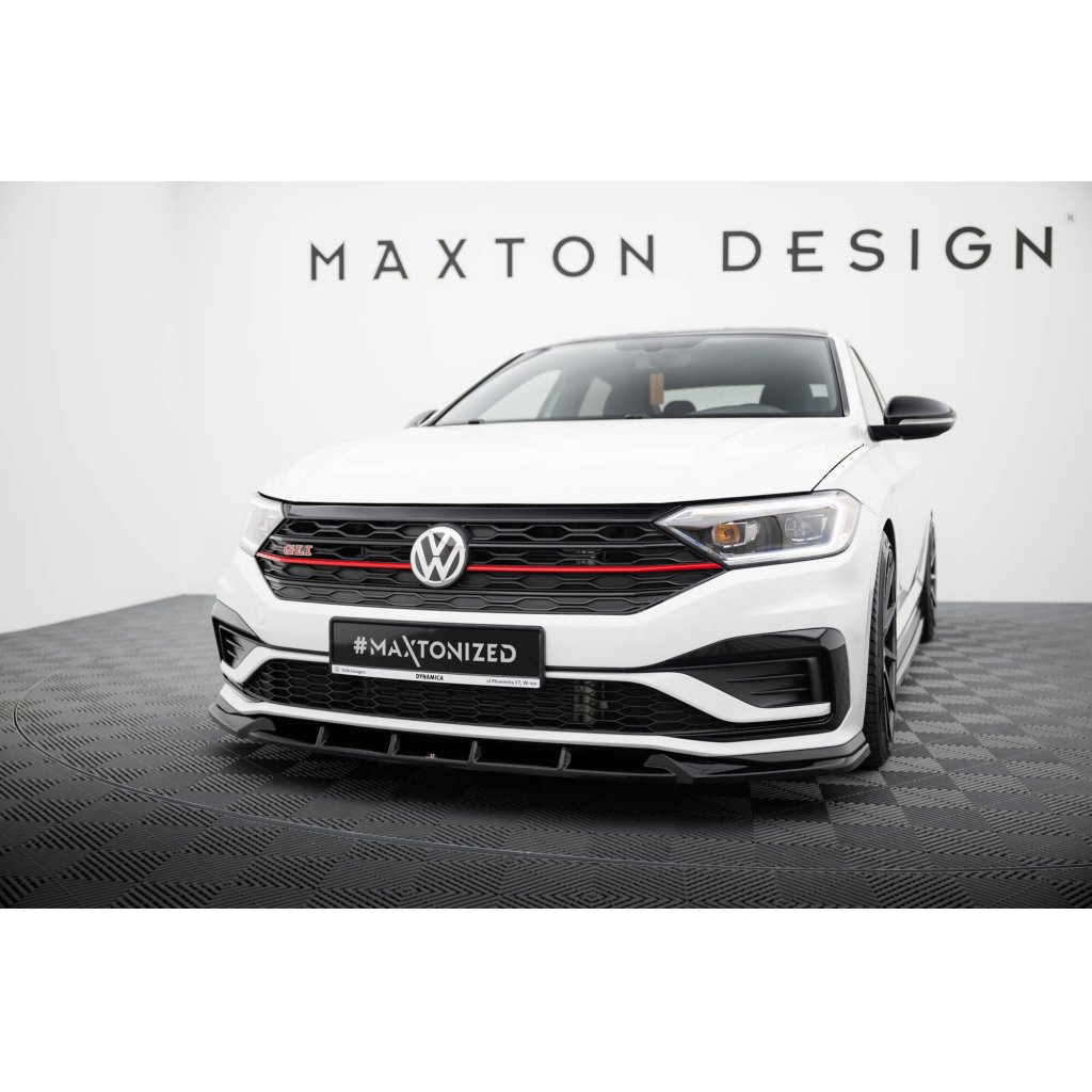 Maxton Design spoiler pod přední nárazník pro Volkswagen Jetta Mk7 GLI, černý lesklý plast ABS