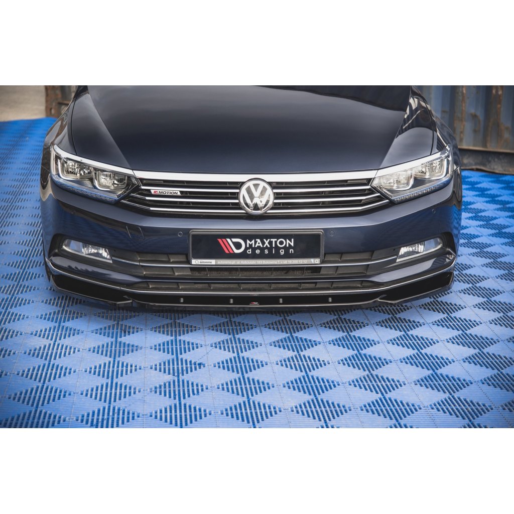 Maxton Design spoiler pod přední nárazník pro Volkswagen Passat Mk8 (B8), černý lesklý plast ABS