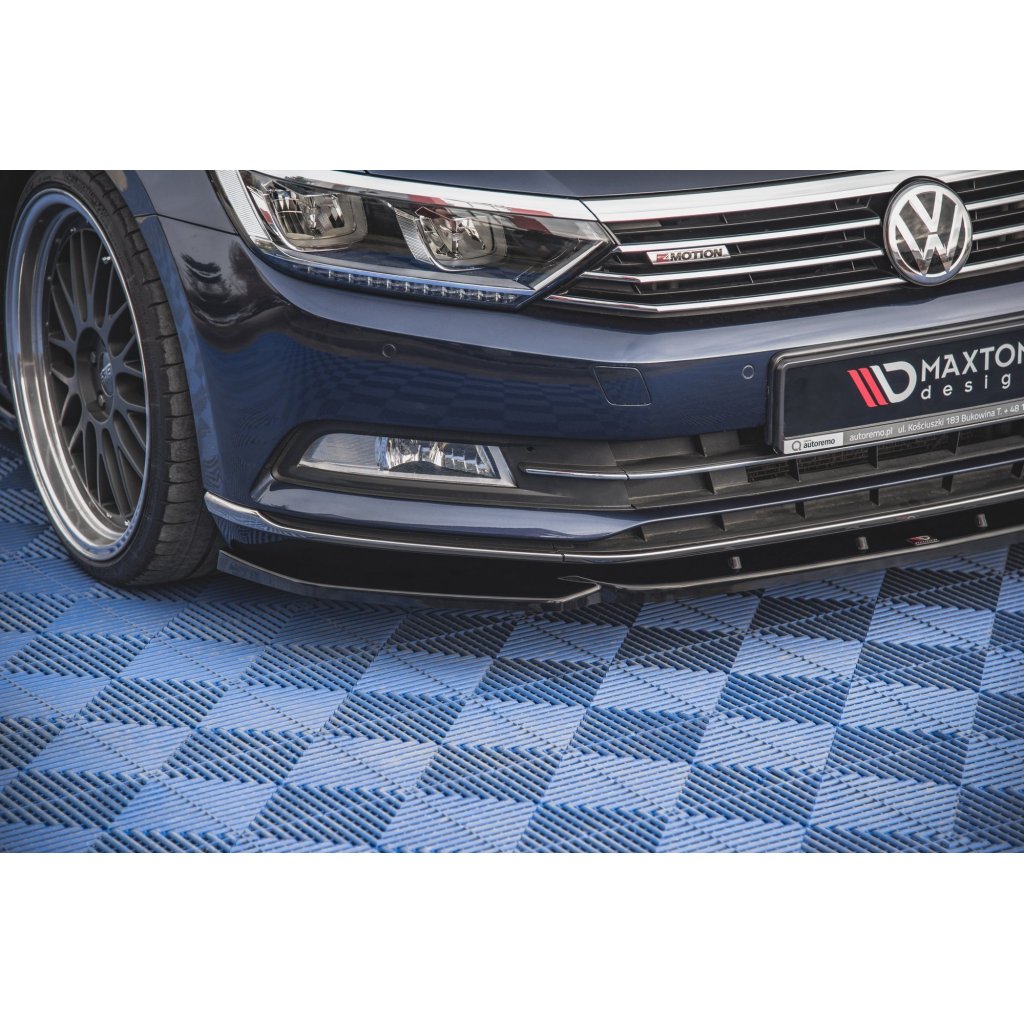 Maxton Design spoiler pod přední nárazník pro Volkswagen Passat Mk8 (B8), černý lesklý plast ABS