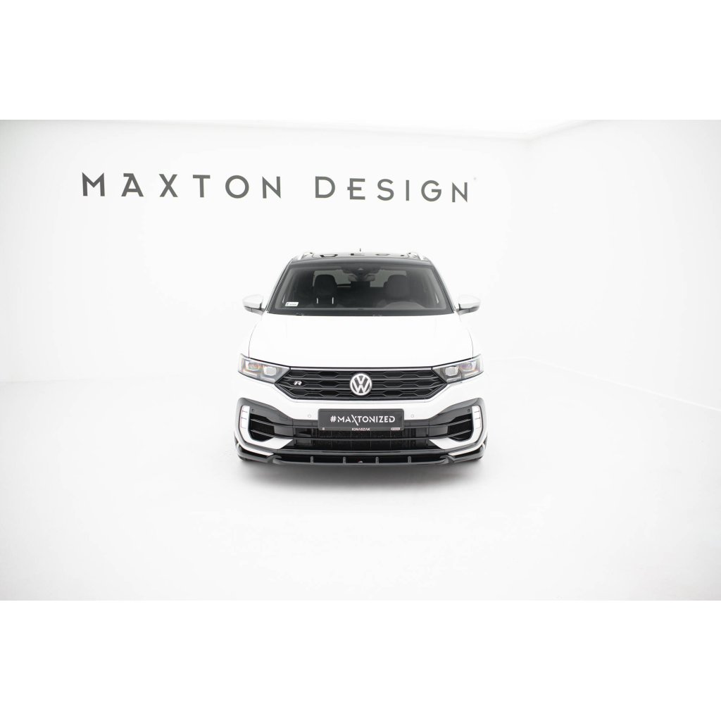 Maxton Design spoiler pod přední nárazník pro Volkswagen T-roc R Mk1, černý lesklý plast ABS