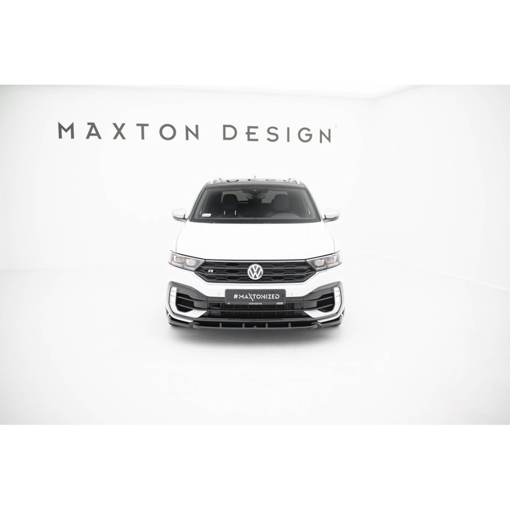 Maxton Design spoiler pod přední nárazník pro Volkswagen T-roc R Mk1, černý lesklý plast ABS