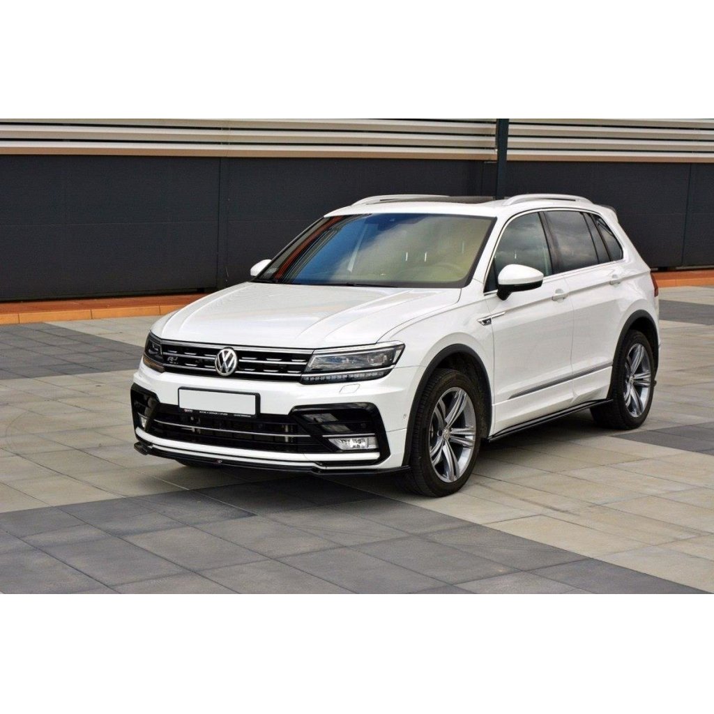 Maxton Design spoiler pod přední nárazník pro Volkswagen Tiguan Mk2 R-Line, černý lesklý plast ABS