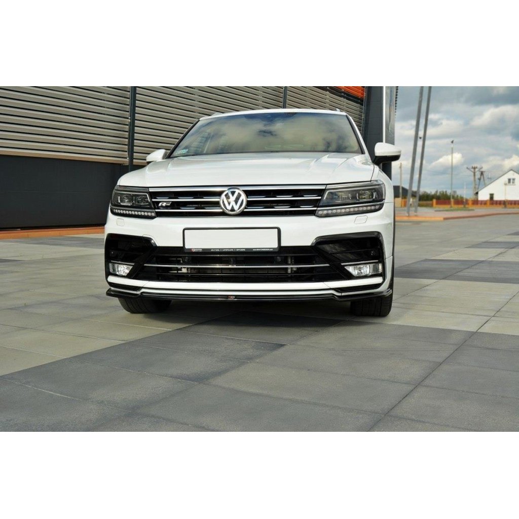 Maxton Design spoiler pod přední nárazník pro Volkswagen Tiguan Mk2 R-Line, černý lesklý plast ABS