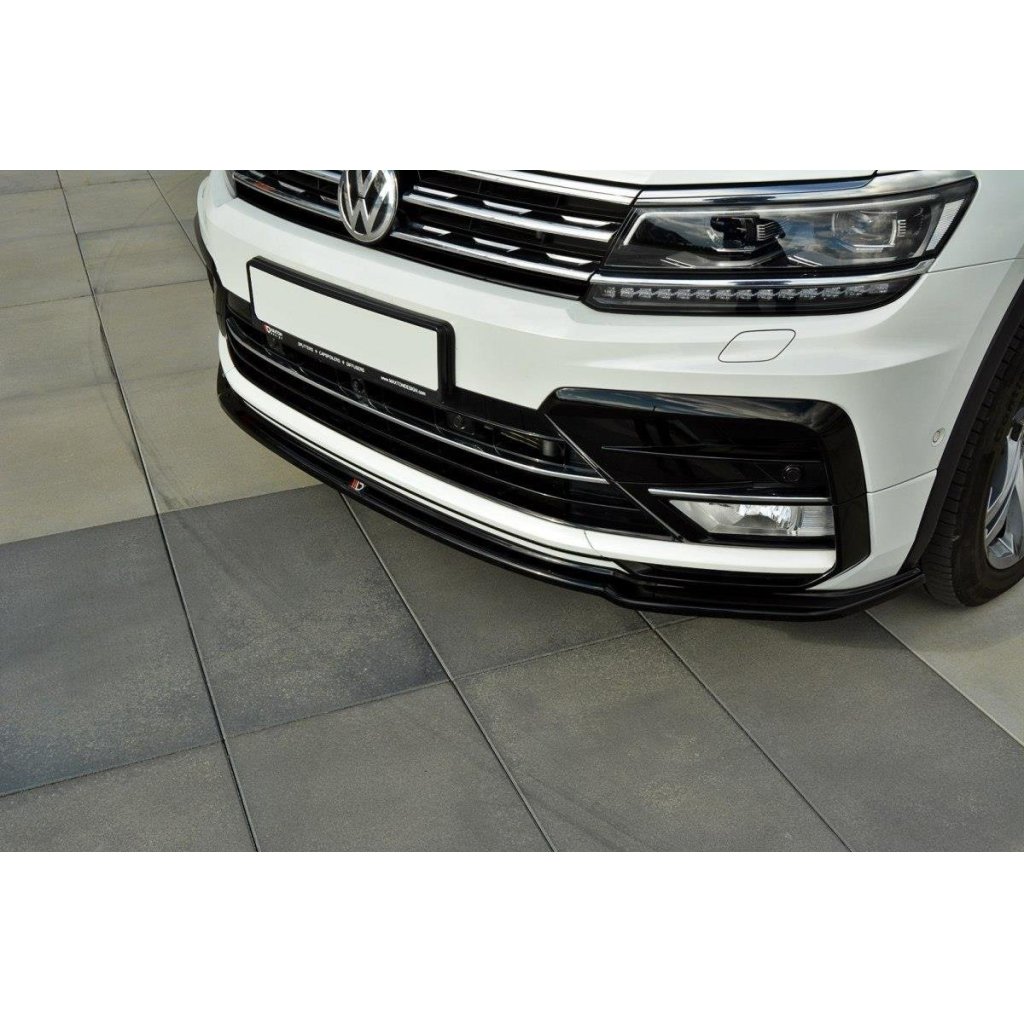Maxton Design spoiler pod přední nárazník pro Volkswagen Tiguan Mk2 R-Line, černý lesklý plast ABS