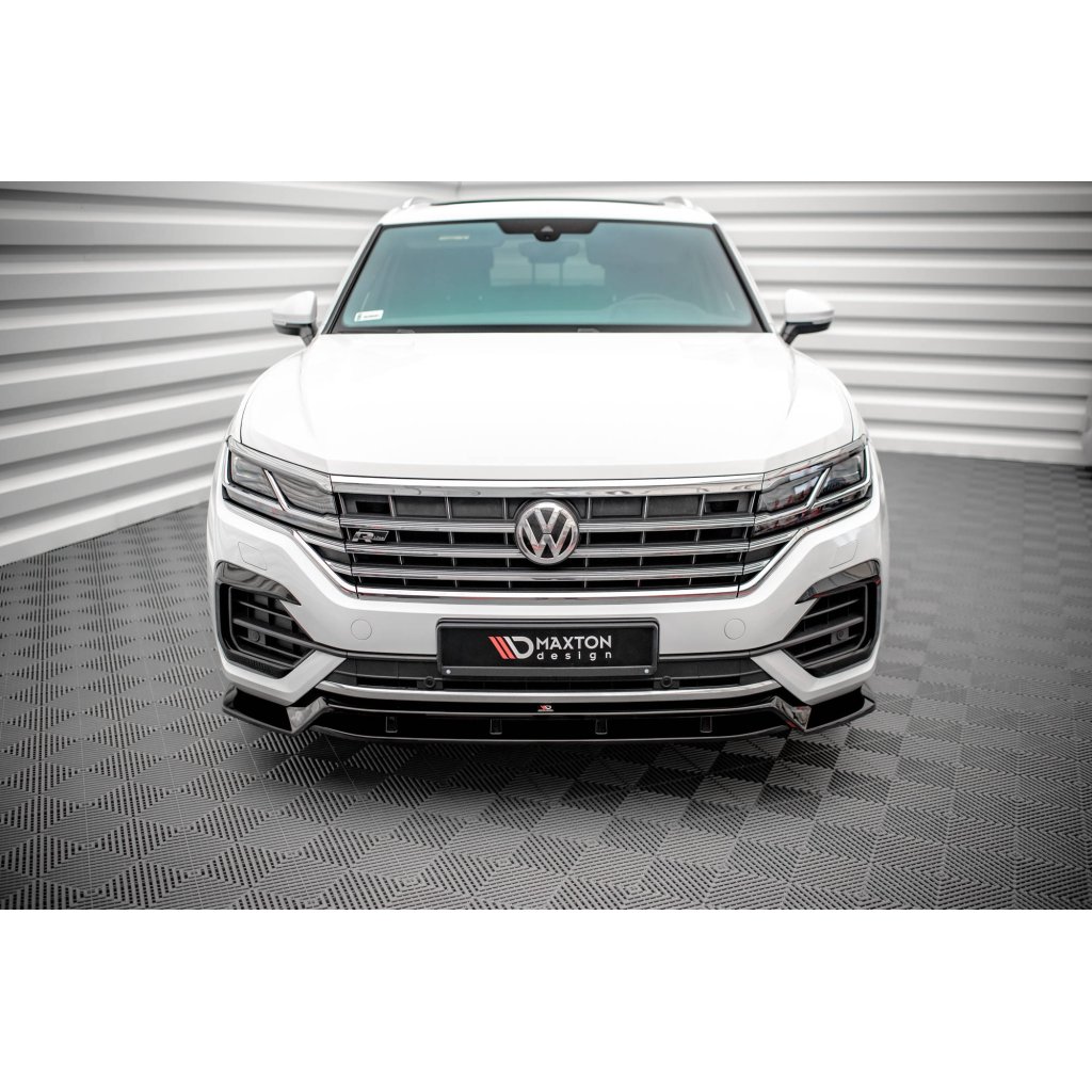 Maxton Design spoiler pod přední nárazník pro Volkswagen Touareg Mk3 /R-Line, černý lesklý plast ABS