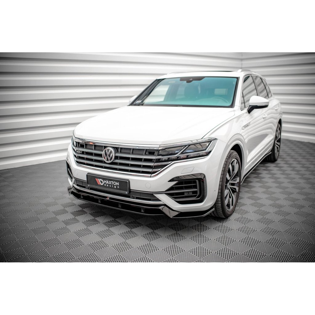 Maxton Design spoiler pod přední nárazník pro Volkswagen Touareg Mk3 /R-Line, černý lesklý plast ABS