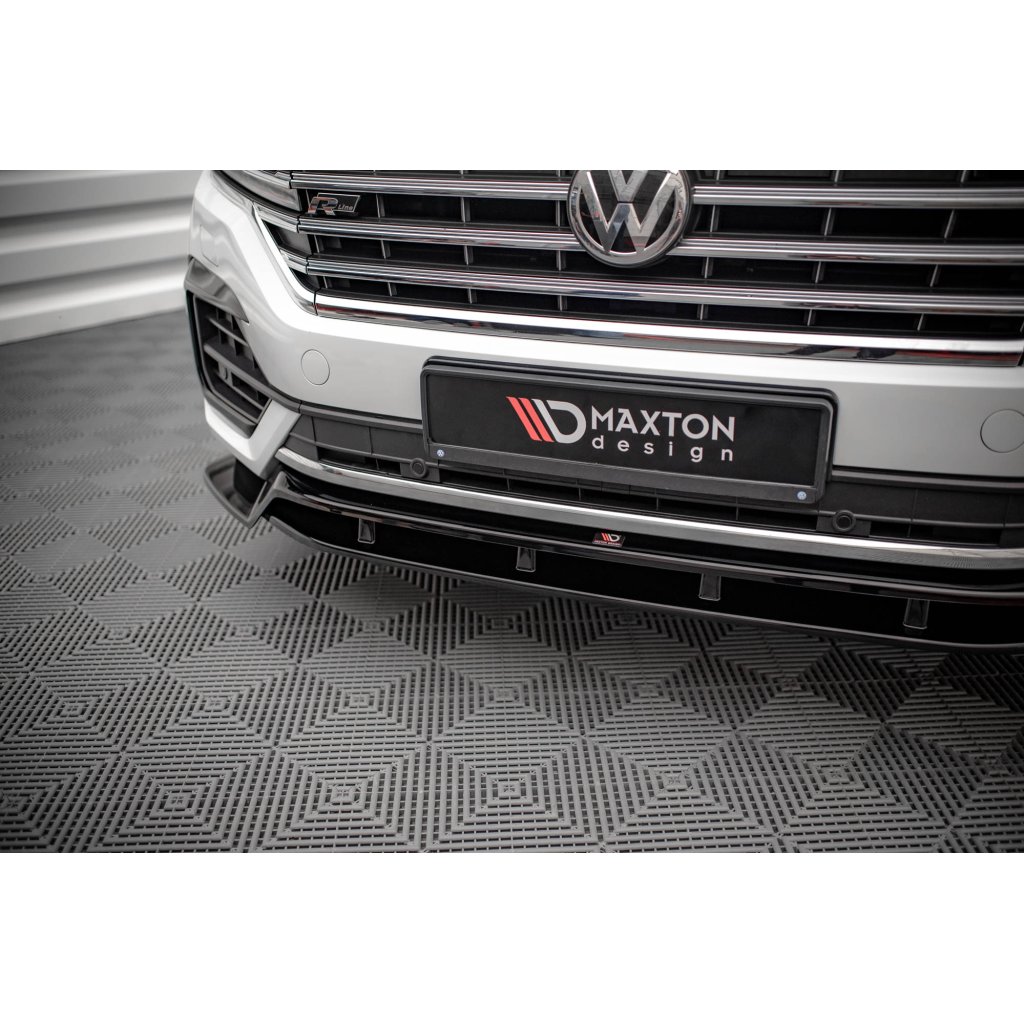 Maxton Design spoiler pod přední nárazník pro Volkswagen Touareg Mk3 /R-Line, černý lesklý plast ABS